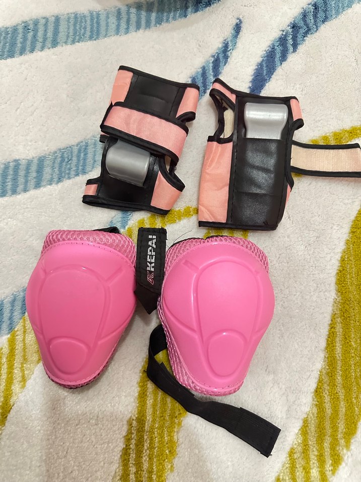 Pembe Biker Kız Çocuk Kask ve Koruyucu Seti - Görsel 4