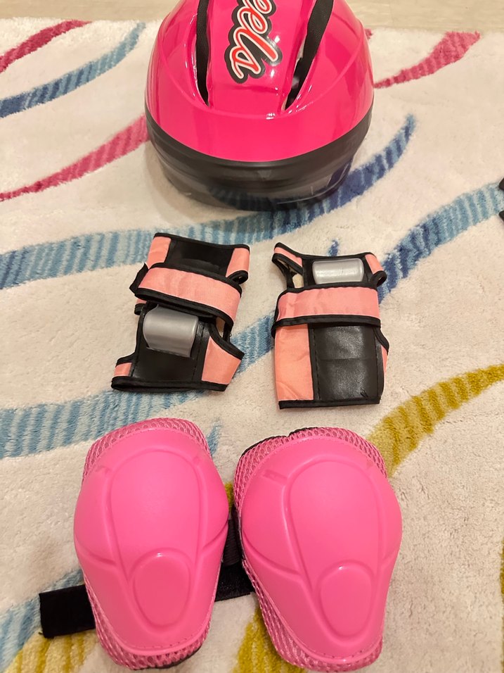 Pembe Biker Kız Çocuk Kask ve Koruyucu Seti - Görsel 2