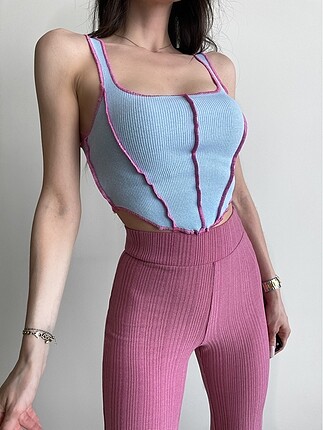 Urban Mavi Asimetrik Dikişli Body