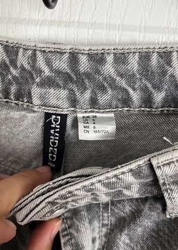 H&M H&M Gri Batik Desenli Bol Kesim Midi Kot Pantolon