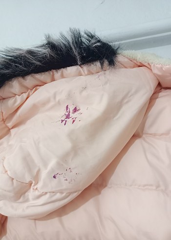 15-16 Yaş Beden Kız Çocuk Yoz Pembe Kürklü Mont