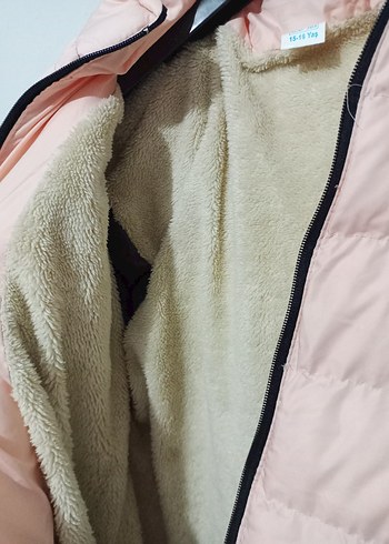 15-16 Yaş Beden pembe Renk Kız Çocuk Yoz Pembe Kürklü Mont