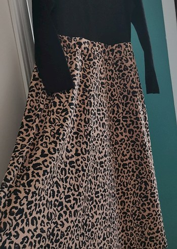 Leopar Desenli Uzun Kadın Elbise - Görsel 2