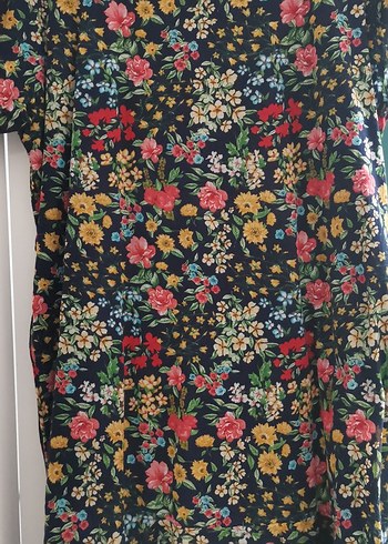 Çiçek Desenli tülbent iki kat, astarlı midi elbise - Görsel 7