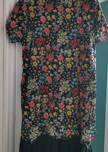 Çiçek Desenli tülbent iki kat, astarlı midi elbise - Görsel 6