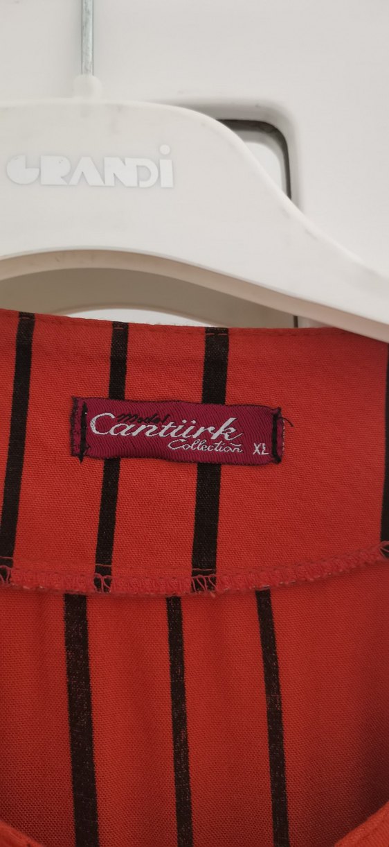 Püsküllü turuncu siyah çizgili Kadın Tunik - Görsel 2