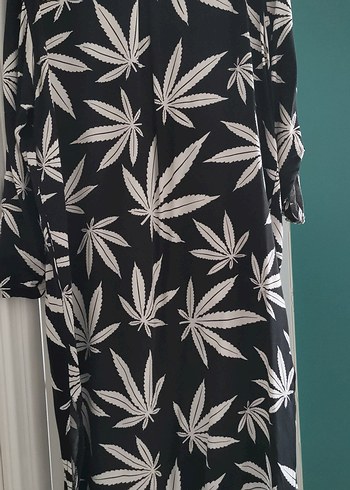 Uzun Kollu Siyah Desenli tunik elbise - Görsel 3