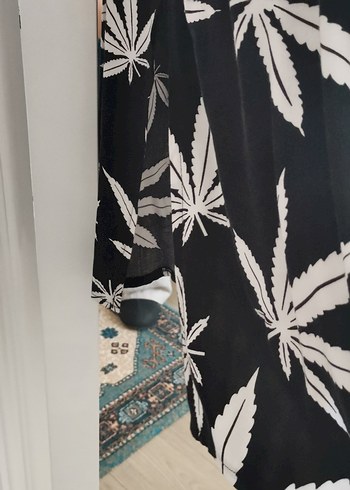 Uzun Kollu Siyah Desenli tunik elbise - Görsel 9