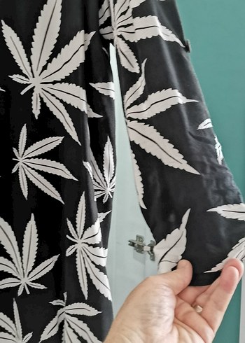 Uzun Kollu Siyah Desenli tunik elbise - Görsel 6