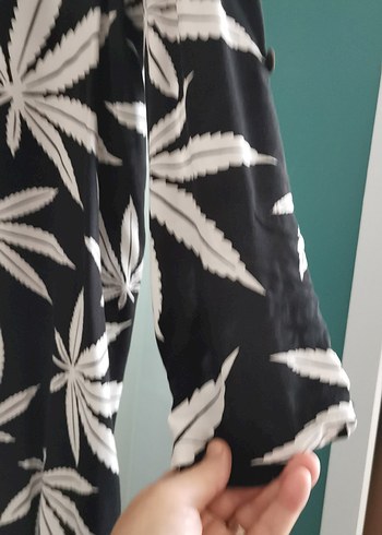 Uzun Kollu Siyah Desenli tunik elbise - Görsel 7