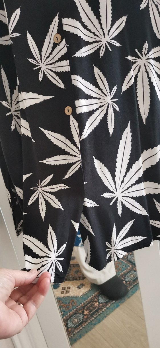 Uzun Kollu Siyah Desenli tunik elbise - Görsel 4