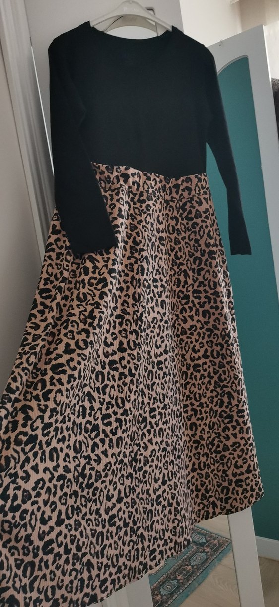 Leopar Desenli Kadın Uzun Elbise - Görsel 2