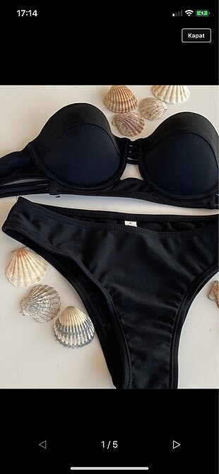 Siyah bikini takım +Fıstık yeşili bikini üstü