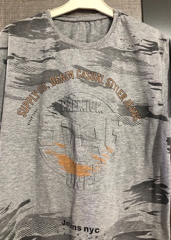 l/xl Beden Gri Baskılı Erkek Tişört
