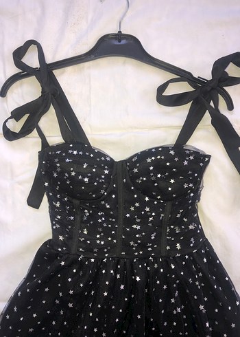 s Beden siyah Renk Parlak Puantiyeli Mini Siyah Strappy Elbise