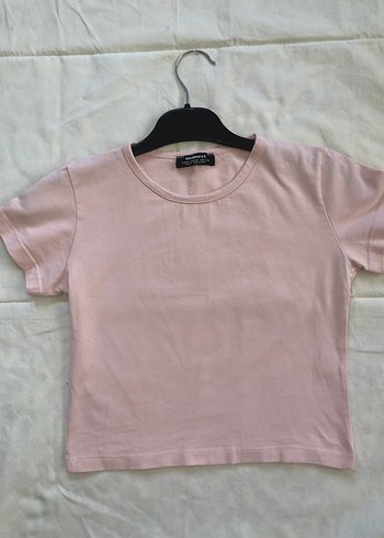 Pembe Kısa Kollu Dar Kesim Tişört