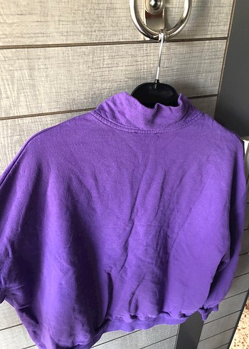 s Beden mor Renk Mor Yarım Fermuarlı Yüksek Yaka Sweatshirt