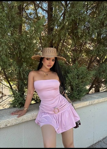 Pembe Bohem Mini Elbise