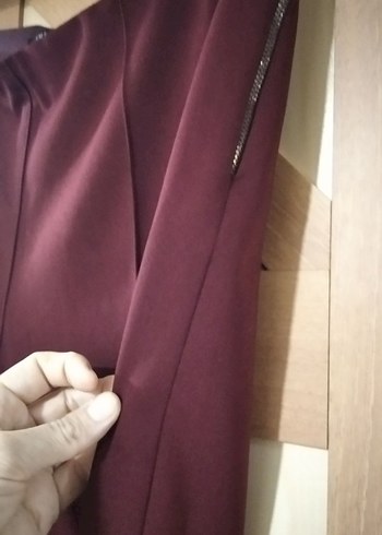 Bordo Kumaş Kadın Pantolon - Görsel 5