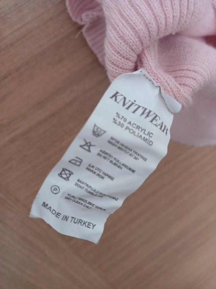 Pembe V Yaka Uzun Kollu Triko Elbise - Görsel 2