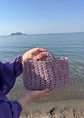 Lila kâğıt ip çanta