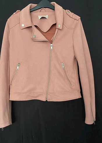 Pembe Süet Midi Deri Ceket