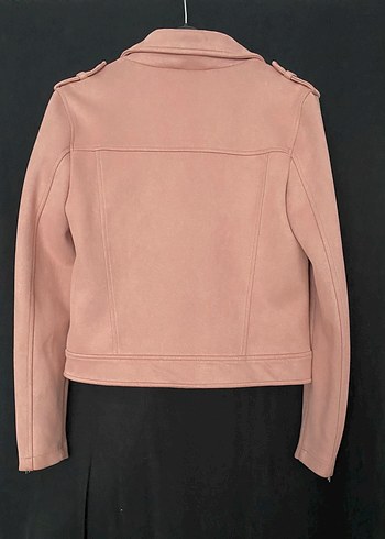 Mango Pembe Süet Midi Deri Ceket