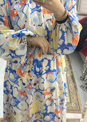 Bohem Tarz Pastel Renkli Bağlama Desenli Uzun Elbise - Görsel 5