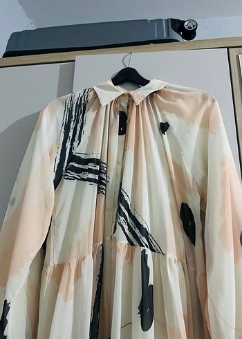 Uzun Bohem Renkli Fırfırlı Elbise - Görsel 8