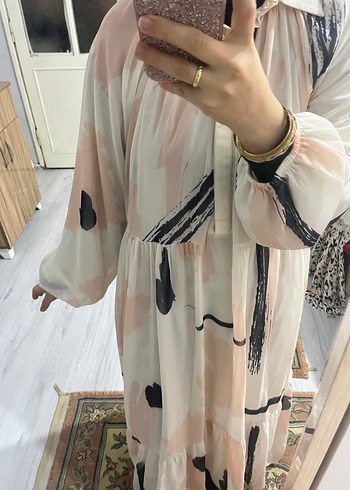 Uzun Bohem Renkli Fırfırlı Elbise - Görsel 5