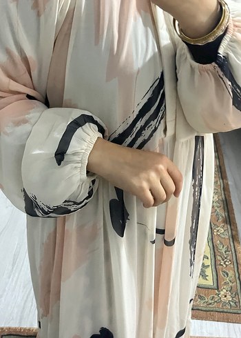 Uzun Bohem Renkli Fırfırlı Elbise - Görsel 4