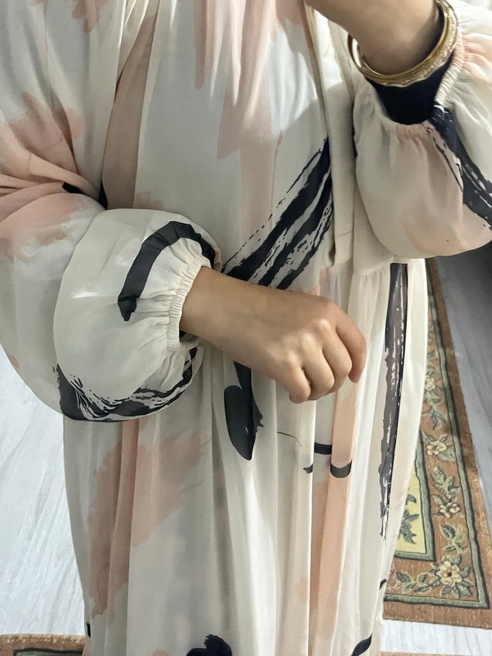 Uzun Bohem Renkli Fırfırlı Elbise - Görsel 4