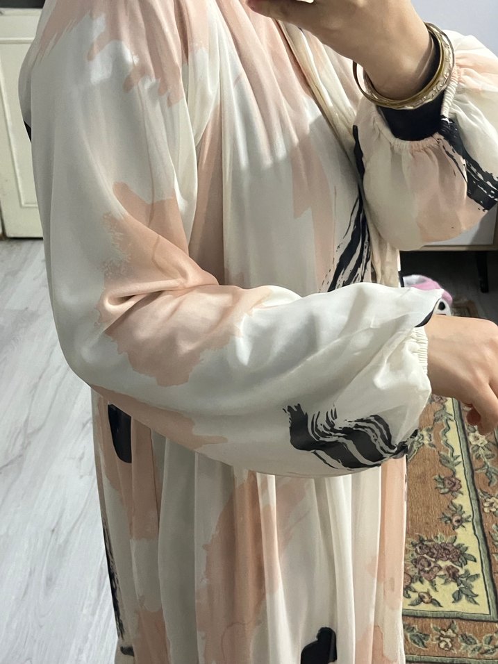 Uzun Bohem Renkli Fırfırlı Elbise - Görsel 3