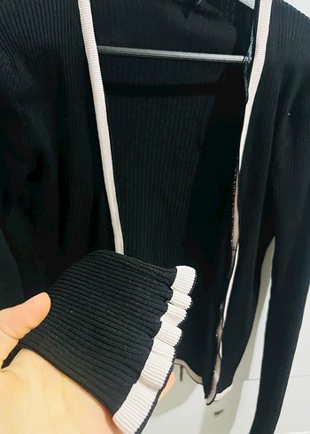 Fırfırl siyah midi boy ceket - Görsel 4