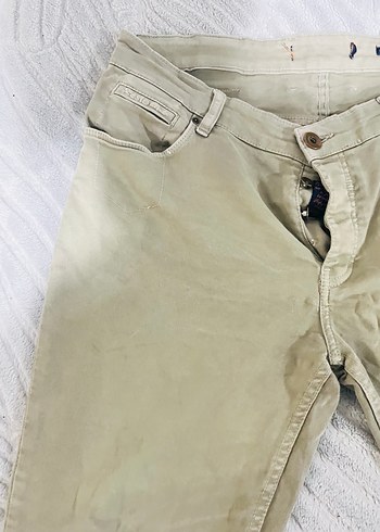 Bej Düğmeli Erkek Pamuk Pantolon - Görsel 3