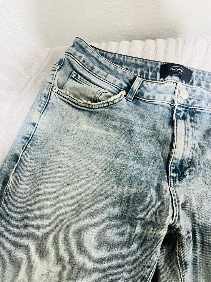 Kadın erkek unusex Mavi Rahat Kesim Denim Pantolon - Görsel 3