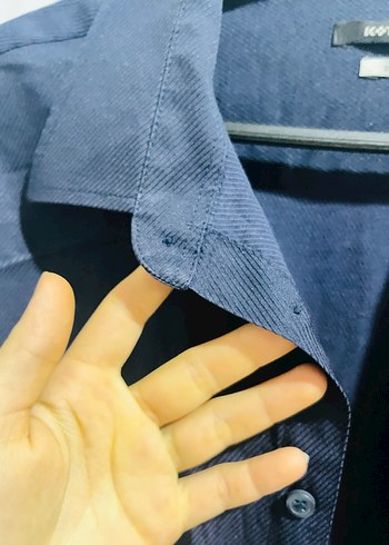 koton Mavi Uzun Kollu Keten Erkek Gömlek - Görsel 3