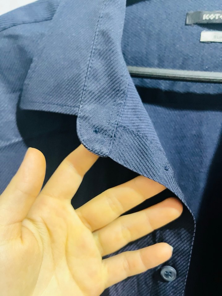 koton Mavi Uzun Kollu Keten Erkek Gömlek - Görsel 3