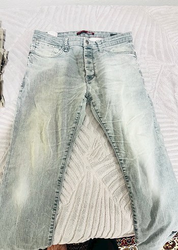 mavi nin Gri düğmeli dar kesim kadın kot pantolon - Görsel 3