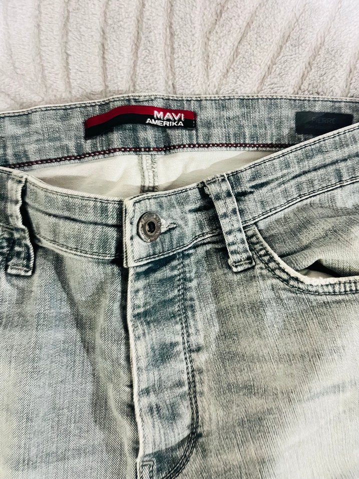 mavi nin Gri düğmeli dar kesim kadın kot pantolon - Görsel 2