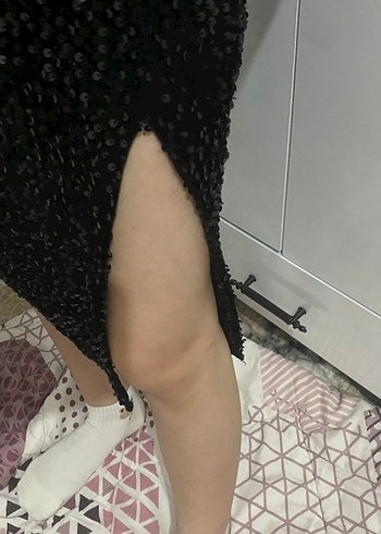 Diğer Siyah Pul Detaylı Uzun Kadın Elbise