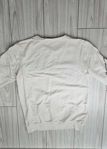 Beyaz Erkek Baskılı Sweatshirt - Görsel 2