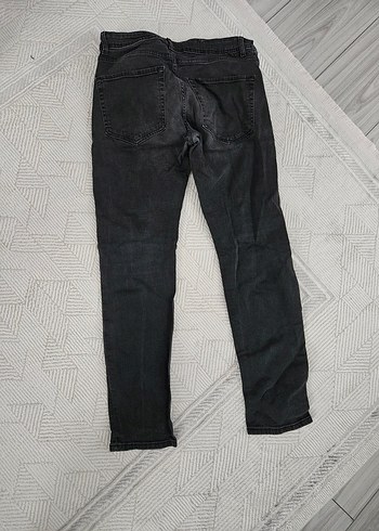 Düğmeli Siyah Gri Erkek Denim Jean pantolon - Görsel 2