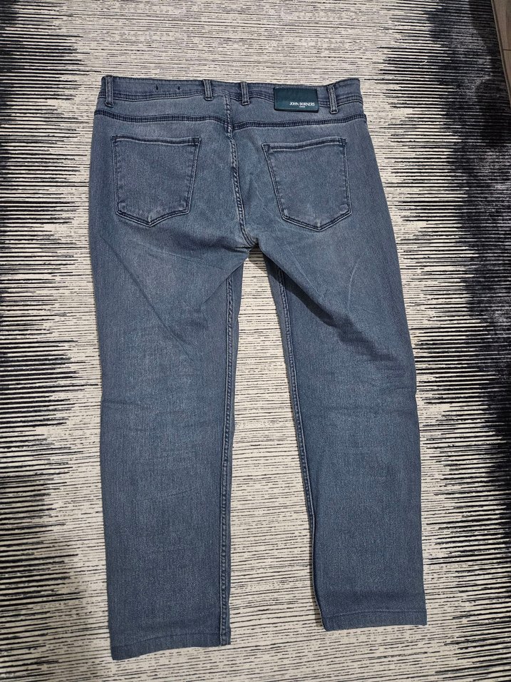 Gri Düğmeli Erkek Denim Pantolon - Görsel 2
