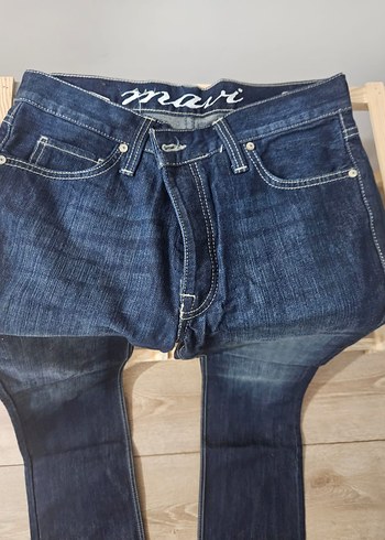Düğmeli Mavi Kadın Denim Pantolon - Görsel 5