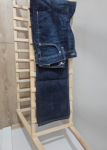 Düğmeli Mavi Kadın Denim Pantolon - Görsel 4