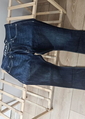 Düğmeli Mavi Kadın Denim Pantolon - Görsel 2