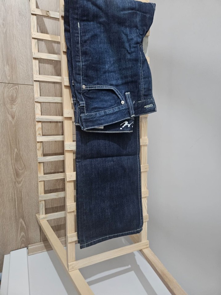 Düğmeli Mavi Kadın Denim Pantolon - Görsel 4