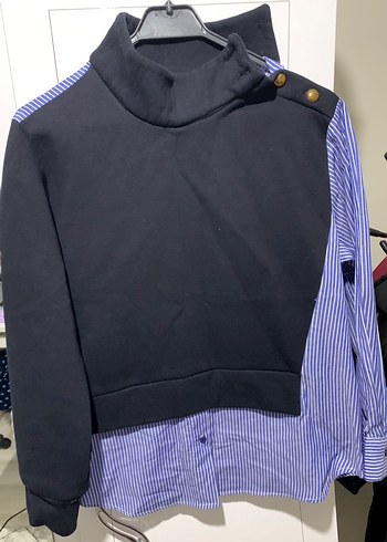Düğmeli Yaka Kadın Sweatshirt&Gömlek