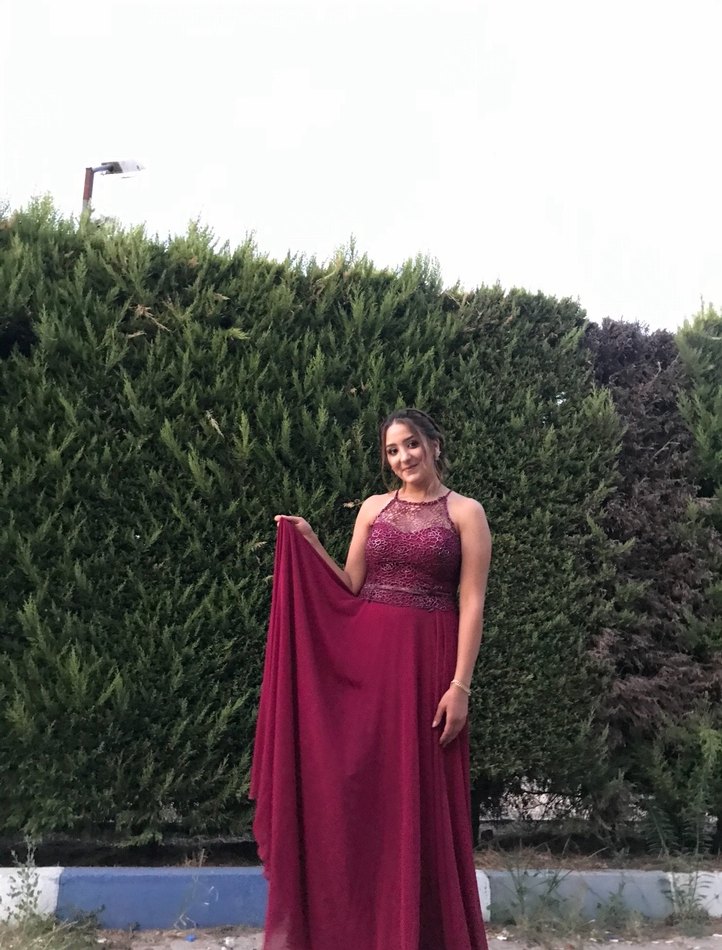 Bordo Straplez Uzun Abiye Elbise - Görsel 3